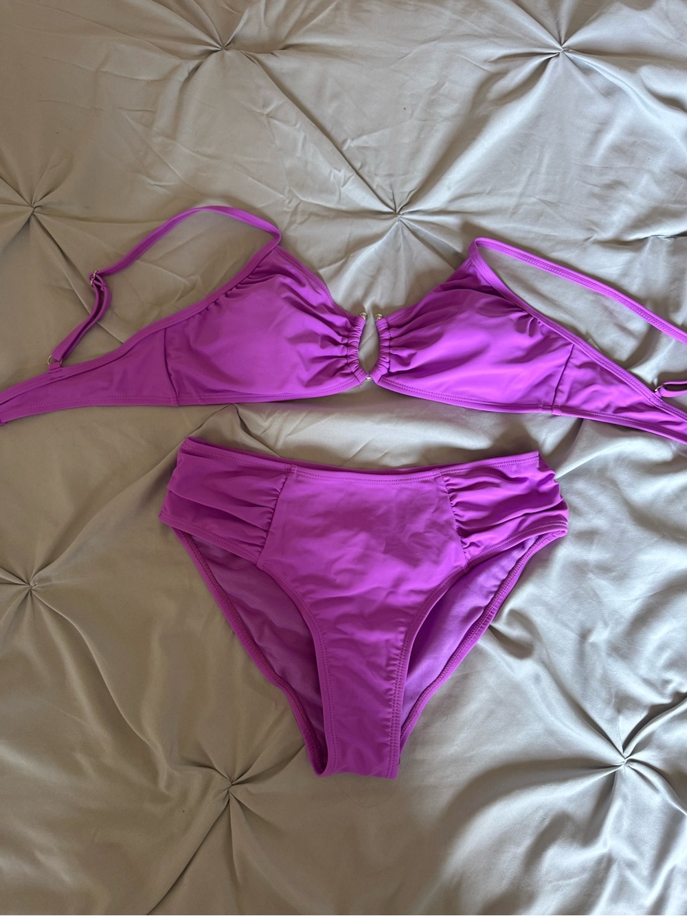 Amazon Purple Ring-Front Ruched Bikini Set - Picture 4 of 5